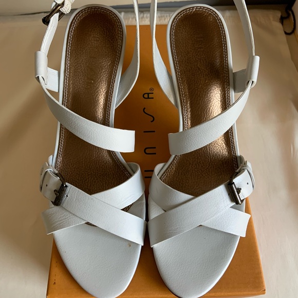 Unisa Shoes - Unisa White Cross Strap Sandal with Heel
